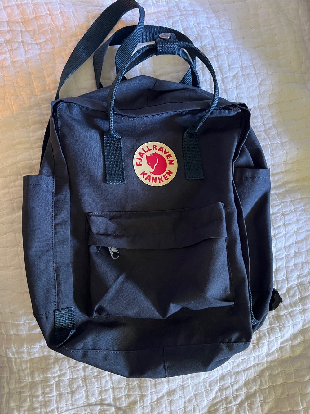 Fjallraven Kanken Classic Backpack - Navy Blue with Red Logo